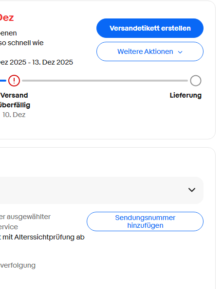 Sendungsnummer hinzufügen