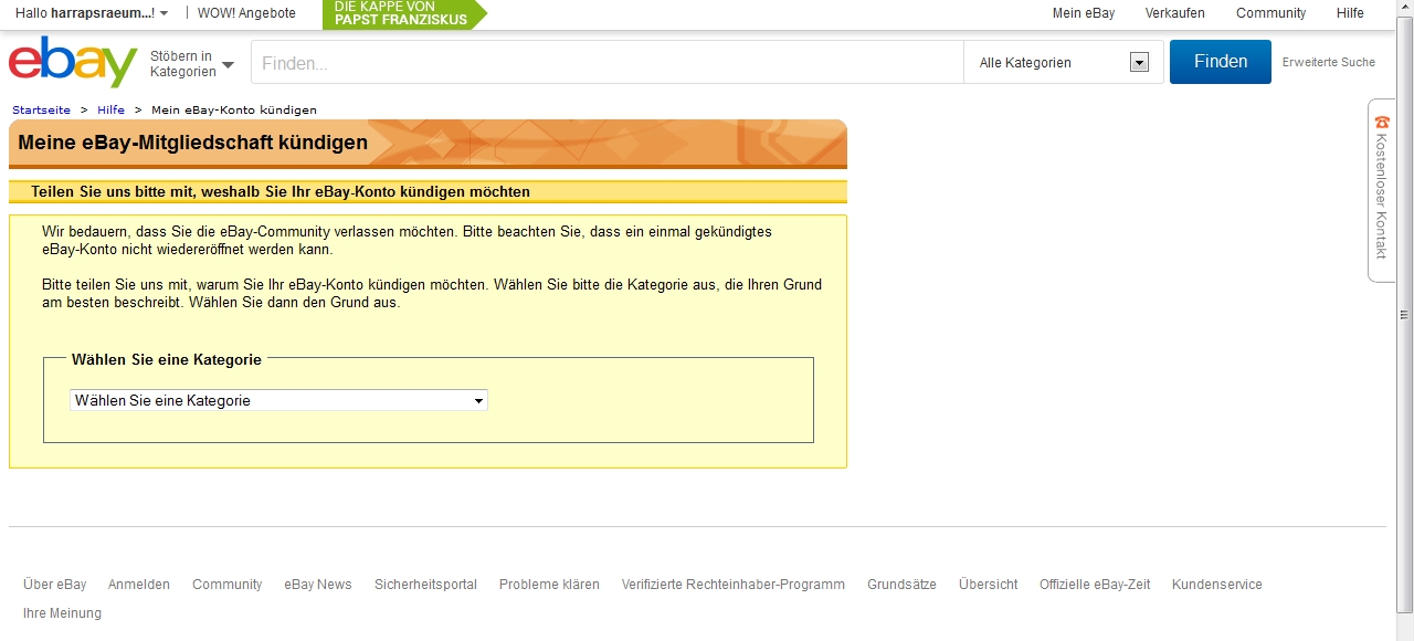 Ebay konto gelöscht
