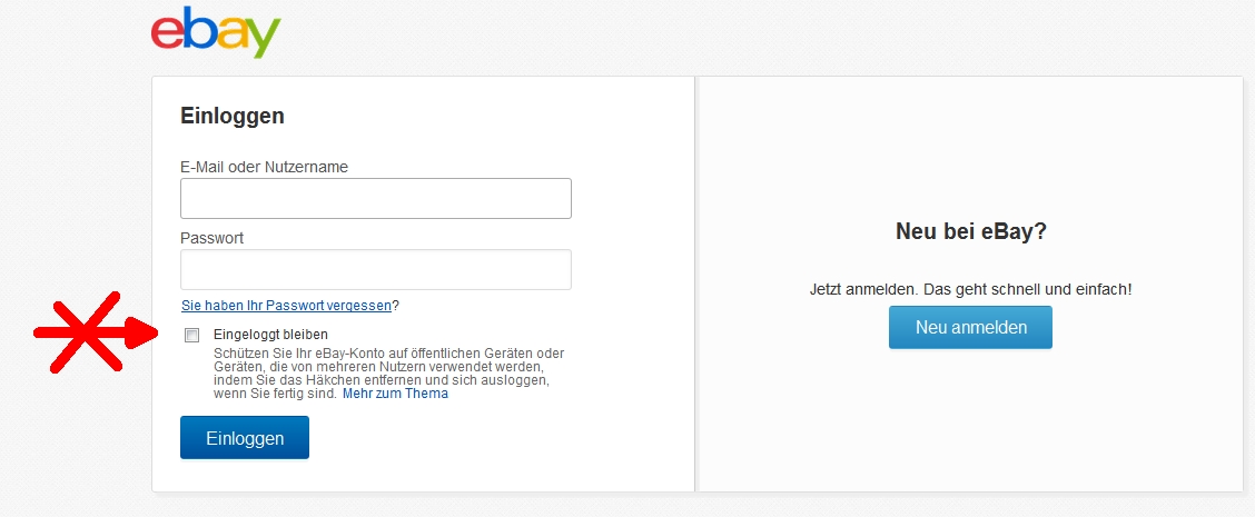 Ebay nutzername vergessen
