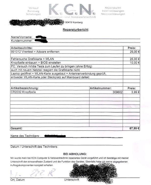 Adress des Ladens und Unterschrift sind von mir, dem Beitragsersteller, nachträglich geschwärzt.