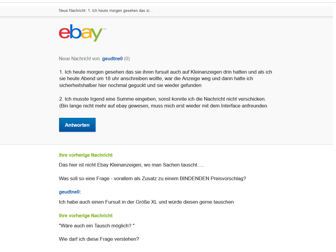 Nachricht ebay schreiben eine WhatsApp: Nachricht