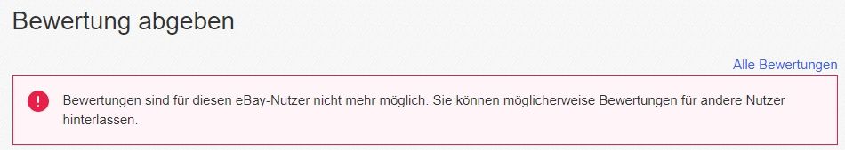 Fehlermeldung beim Bewerten